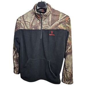 Huntworth Mens Fleece Quarter Zip Pullover Black Oak Tree‎ EVO Camo Size Large